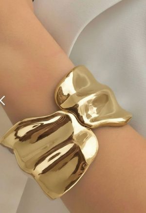 Bracelete maxi orgânico articulado ouro