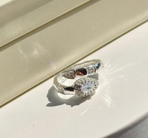 Anel prata 925 inspiração alta joalheria regulável