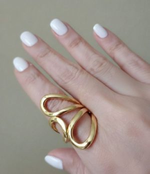 Anel orgânico banho ouro 18k regulável